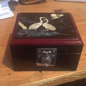 Small mirrored mahogany jewelry box